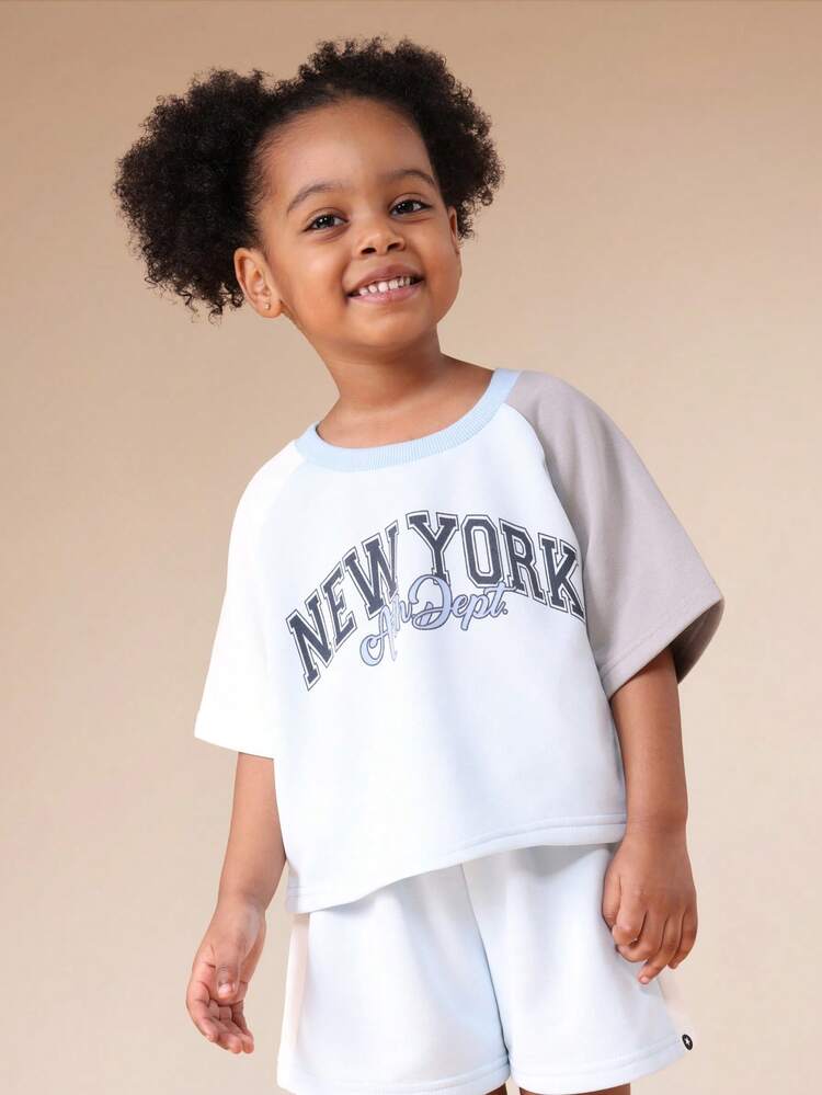 New York Crop-T-Shirt und Shorts Set