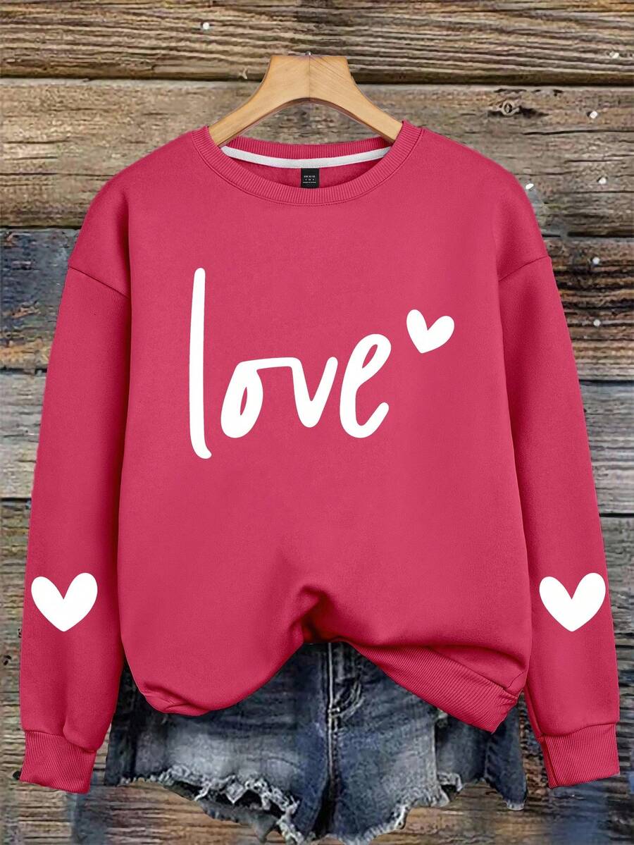 EMERY ROSE Áo nỉ nữ tay dài, lót ấm. - Màu Hồng Tươi - Xem 1