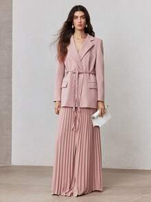 ZEYLAH Elegant Cinched Waist Waist Suit Jacket, Spring