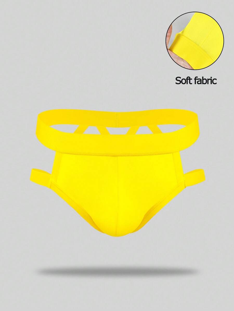 DrisQ DrisQ Men's Sexy Solid Color Hollow-Out Low-Rise G-String  Thong Jockstrap - Yellow - View 1