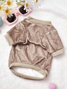 PETSIN 1 Pc Brown Teddy Bear Round Face Printed Flannel Sweatshirt, Autumn And Winter Thick Warm Pet Clothing - Multicolor - View 8