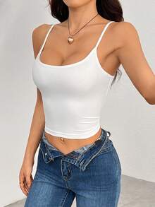 SHEIN PETITE 4pcs/Set Casual Spaghetti Strap Fitted Women's Tank Tops - Multicolor - View 8