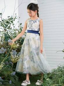 DAZY Tween Girls Sleeveless Dress, Fall Outfit - White - View 1