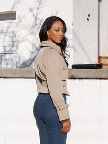 Yess Loren 插肩袖扣带风衣，秋季服装女式夹克