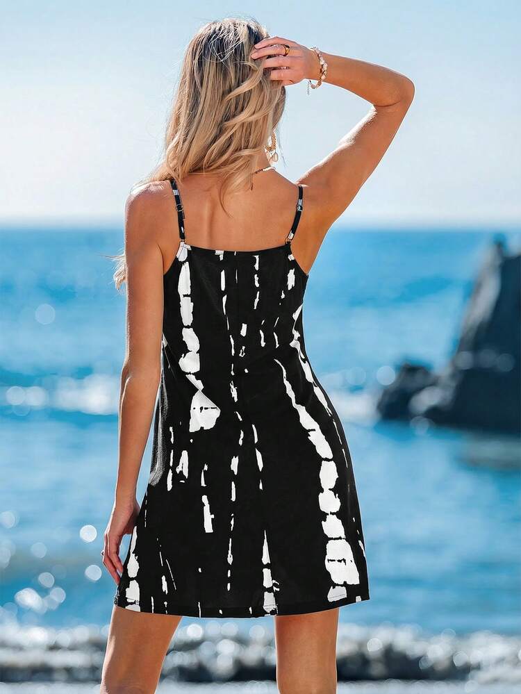 Sylviya Women's Casual Tie-Dye Camisole Dress For Vacation,Sun Dress,Vacation  | SHEIN USA