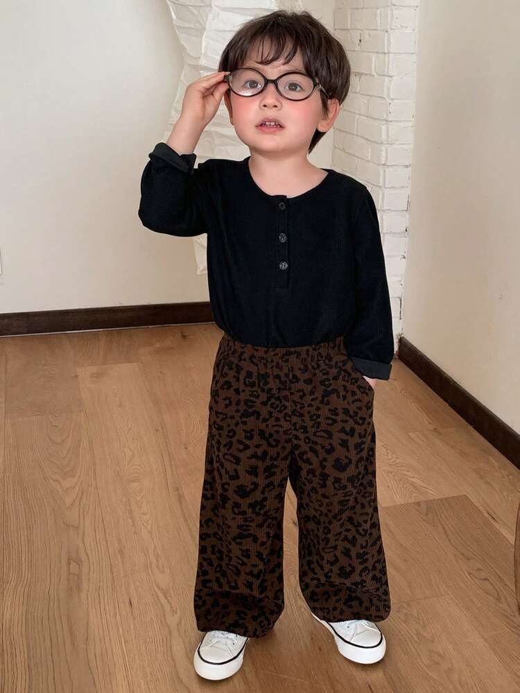 Toddler Boys' Solid Color Casual Long Sleeve Top