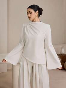 Graceveil Conjunto de 2 piezas minimalista de diseñador para mujeres musulmanas, de color albaricoque, para uso diario - Albaricoque - Ver 2