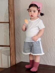 DAZY Toddler Girls' Casual Striped Shorts - Grey - View 3