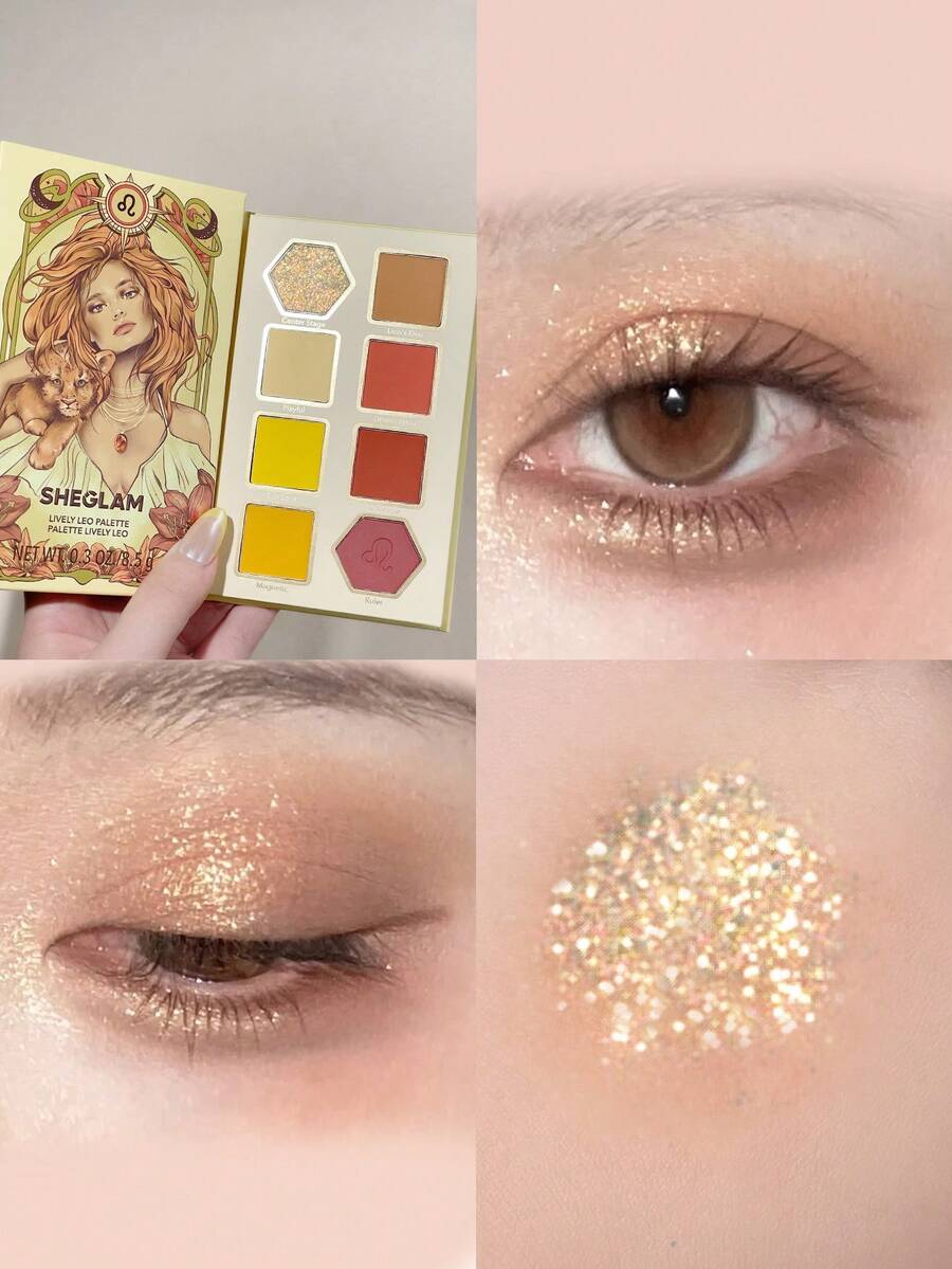 SHEGLAM Lively Leo Palette 8 色閃光霧面眼影盤大膽黃橙閃亮金色高顏料持久可混合專業眼影眼影 品牌 美容 化妝 化妝品 適合女性與女孩 完美搭配冬季春季 Y2K 時尚 流行 生日 情人節禮物 假期 派對準備就緒 最佳顏色 - LIVELY LEO - 查看 1