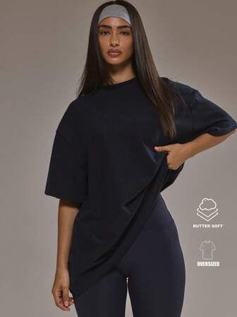 Musera Sport Oversized Soft Touch Fleece T-Shirt Padel Autumn Fall Winter Activewear Sport Gym Workout