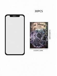 30张/包复古玫瑰花贴纸，创意美学装饰贴纸，节日礼物，DIY剪贴簿材料，个性化贴纸，适用于学习用品，返校季 - 黑色 - 查看 6