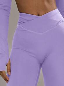 Musera Sport 交叉前开衩紧身裤套装（仅下装）板式网球冬季运动服健身房锻炼合金 - 紫丁香色 - 查看 6