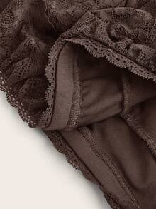 SHEIN ICON Women's Low Waist Layered Lace Ruffle Skorts - Brown - View 4
