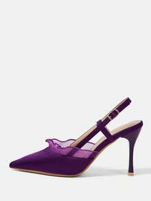 CUCCOO HITCHD Women's Pointed Toe Buckle Design Fashionable High Heels, Versatile For Daily Wear Wedding Shoes Summer Shoes Bride Shoes - Purple - View 8
