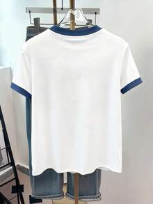 Áo thun ngắn tay cổ tròn họa tiết hình cún con dễ thương dành cho bé gái tuổi teen, đa năng cho mặc hàng ngày. - trắng - Xem 2