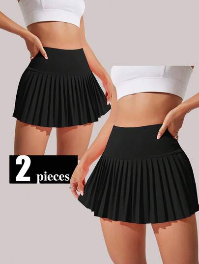 SHEIN Velisys Tennis Skirt Golf Pleated Skorts High Waisted With Inner Shorts Wide Waistband Casual Liner Skorts For Athletic Skorts Sports Running Pickleball