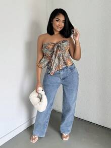 Alexandranx توب كامسول مطبوع بتصميم جرافيك مصنوع من القطن المحبوك للنساء لفصل الخريف/الشتاء - متعدد الألوان - مشاهدة 1