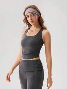 OutZeal Áo tank top thể thao nữ, kiểu dáng thường ngày, mềm mại, ôm sát. - Màu xám đen - Xem 5