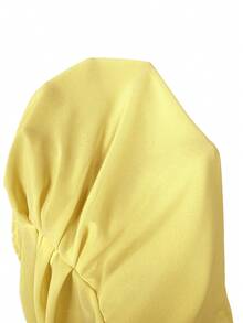 SHEIN BAE Women's Fashionable Solid Color Side Ruched Halter Backless Blouse, Summer,Summer Top - Yellow - View 7