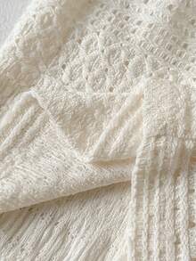 Playful Pals 2pcs Baby Boys Polo Collar Short Sleeve Jacquard Knit Beige Button-Up Top + Elastic Waist Shorts Casual Outfit, Suitable For Summer Outings Or Everyday Wear - Beige - View 10