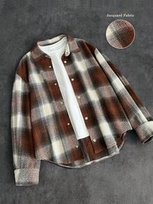 Manfinity Dauomo Men's Casual Front Button Long Sleeve Plaid Versatile Shirt - Multicolor - View 3