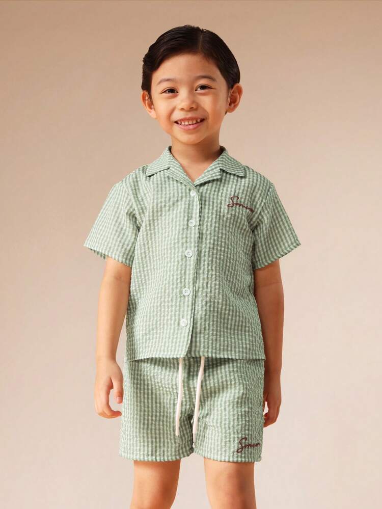 Striped Button Down Shirt With Matching Shorts