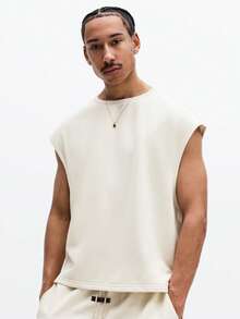 SUMWON Washed Sleeveless Tank Top And Relaxed Fit Shorts Co-Ord Set Summer Casual Outfit Cream - Khaki - View 4