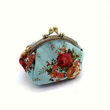 Cirelle Ví cầm tay kiểu cổ điển khóa cài – Ví vải canvas in hoa hồng, đựng son môi và chìa khóa mini, ví đựng tiền xu nhẹ, thích hợp cho các bữa tiệc, sử dụng hàng ngày và những chuyến đi ngắn. - Nhiều màu - Xem 8