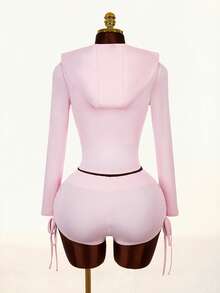 Amplova 2026新款基础款三件套，运动外套，休闲收腰女装 - 粉色 - 查看 15