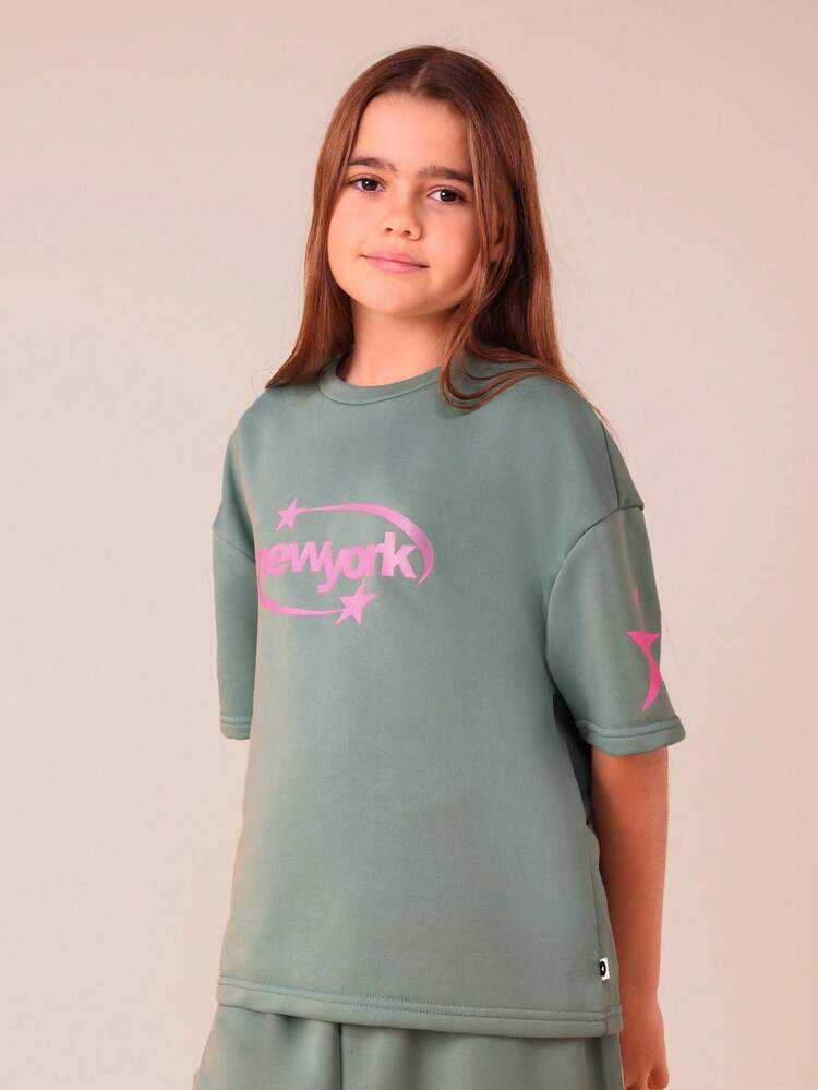 Oversized Graphic T-Shirt With Wide Leg Pants Set