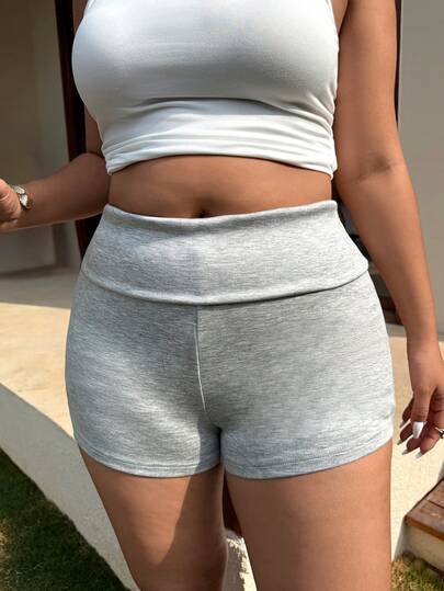 CovetEZ Plus Size Women Casual Minimalist Summer Shorts, Slim Fit Anti-Chafing, Suitable For Leisure And Daily Wear