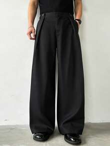 SLATEMANN Men's Fashionable Solid Color Loose Pocket Pants - Black - View 2