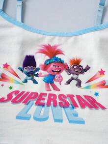 Trolls X SHEIN Bộ áo ngực và quần lót họa tiết hoạt hình dễ thương thoải mái cho nữ - Màu xanh lam - Xem 6