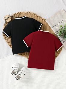 Souflis Souflis 2pcs Baby Boys Elegant Gentleman Knit Short Sleeve Polo Shirt, Summer - Multicolor - View 2