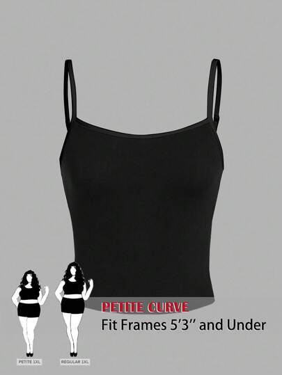 SHEIN PETITE CURVE Plus Size Women Solid Color Casual Versatile Camisole
