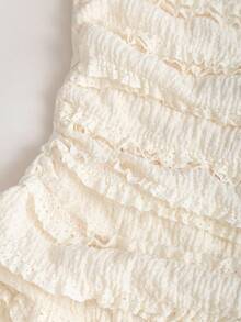 Sweetra Wrap Chest Slit Tie-Up Floral Dress, Waist Cinched Bodycon Slit Dress - Apricot - View 3