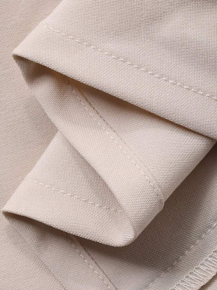 Women's Elegant Contrast Color Patchwork Blazer Collar Puff Sleeve Dress, Summer Wedding Guest Dress Sundress