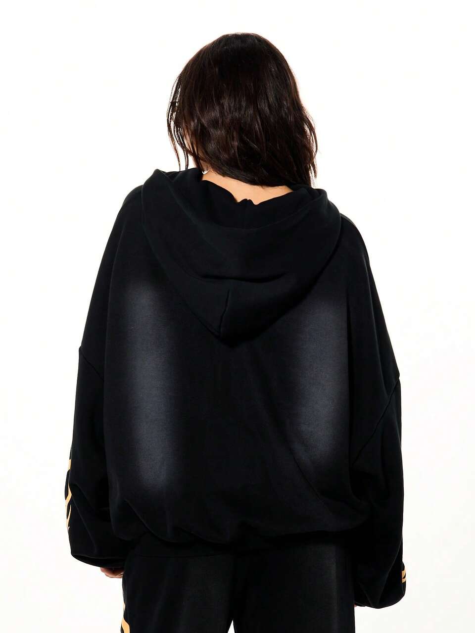 SUMWON WOMEN Zip Front Hoodie With Rhinestone And Flame Graphics