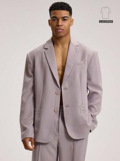 Musero Oversized Revere Collar Button Up Tailored Blazer Jacket Co Ord Suit Top Only Autumn Winter Essentials Tailoring Smartwear