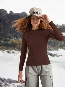In My Nature Women's Outdoor Thermal Fleece Fitted Long Sleeve T-Shirt, Autumn/Winter