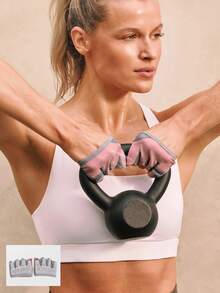 GLOWMODE Grip And Glow Sweat-Wicking Stretchy Non-Slip Rubber Mesh 4-Finger Training Gloves Gym Studio Yoga Workout Dumbbells Active Wear - Pink - View 1