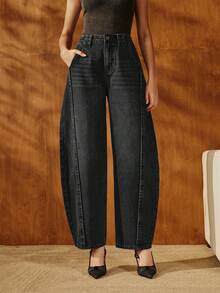 Anewsta 蓝色锥形裤腿时尚牛仔裤，适合秋季、冬季、春季、新年、派对、婚礼、优雅、时尚、潮流、圣诞节、节日、假日、外出、休闲等场合。