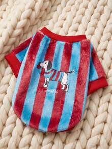 PETSIN 1 Moletom com Capuz de Flanela Estampado com Cachorro e Letras, Grosso e Quente para Animais de Estimação no Outono e Inverno, Azul e Vermelho