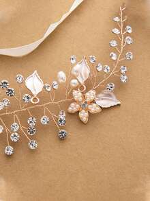 Cirelle Bentiță de păr cu flori din cristale și perle – accesoriu de păr elegant și reglabil pentru mireasă, accesoriu de păr în stil prințesă pentru mireasă, domnișoare de onoare, petreceri și ținute de zi cu zi - Multicolor - Vizualizare 8