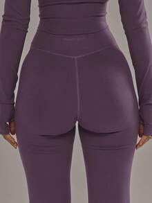 Musera Sport Quần legging chéo phía trước, chỉ bao gồm phần dưới, quần thể thao mùa đông, đồ tập gym, đồ tập luyện, chất liệu hợp kim. - Màu tím - Xem 2