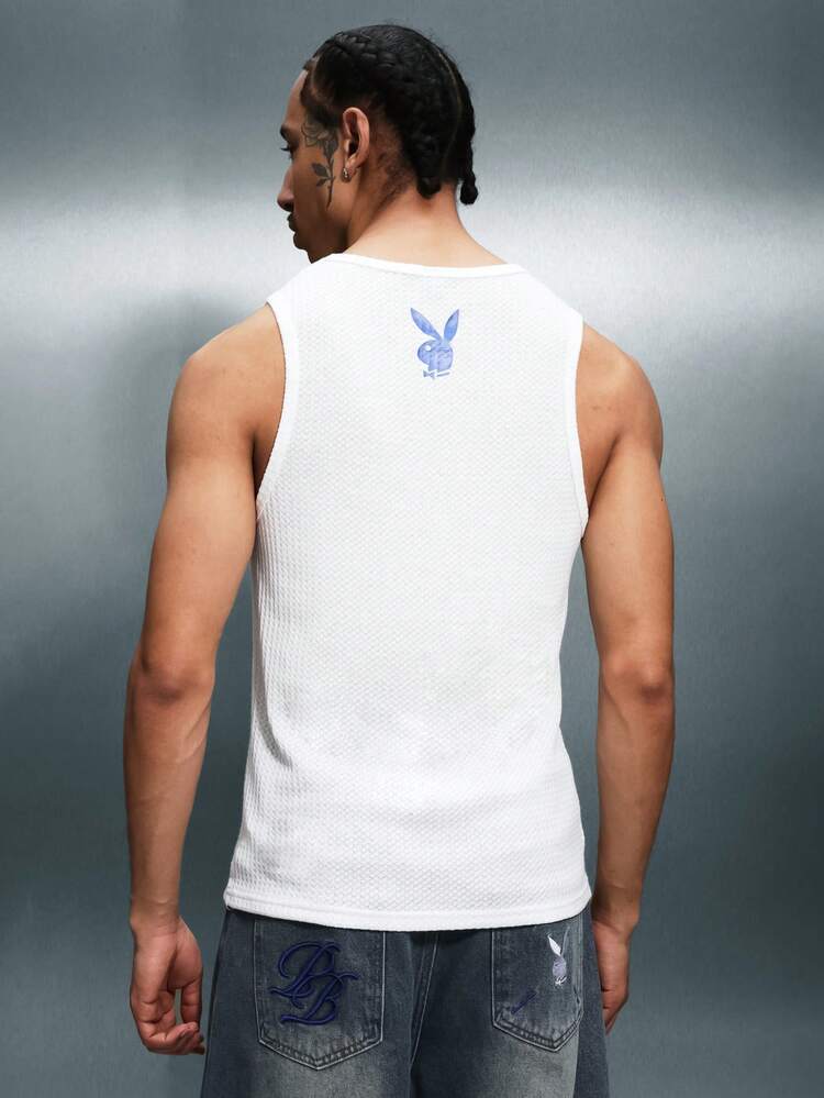 PLAYBOY X SUMWON Logo Tank Top Sleeveless Mesh Knit Ribbed Texture Casual Summer Essential
