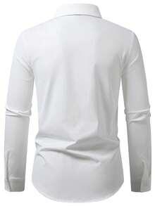 Calvornis 男士白色装饰吊带衬衫，男友礼物 - 白色 - 查看 2