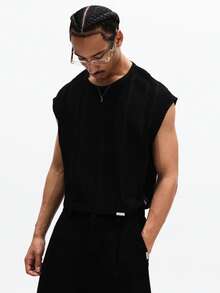 SUMWON Sleeveless Tank Top Ribbed Texture Crew Neck Summer Casual Muscle Tee Vacation Beach Lightweight - Black - View 1