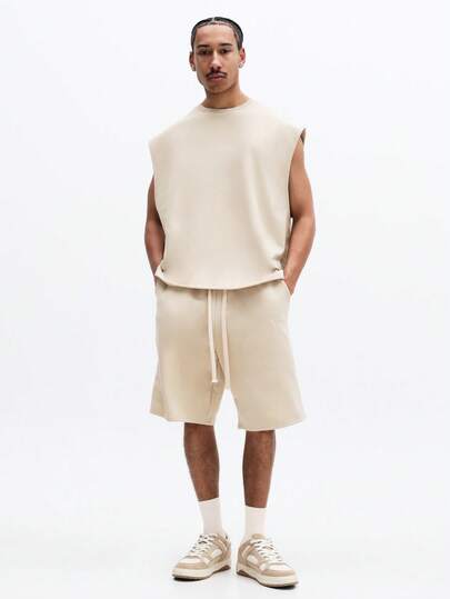 SUMWON Elliot 1965 Script Sleeveless Tank Top And Drawstring Shorts Co-Ord Set Casual Summer Two Piece Outfit Regular Fit Crew Neck