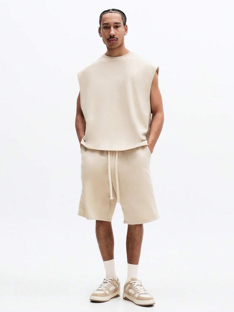 Sleeveless Tank Top With Drawstring Shorts Set